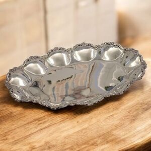 🚨Vintage 900 Sterling Silver Oblong Platter Tray 12x16” Lobed Floral Rim 24oz